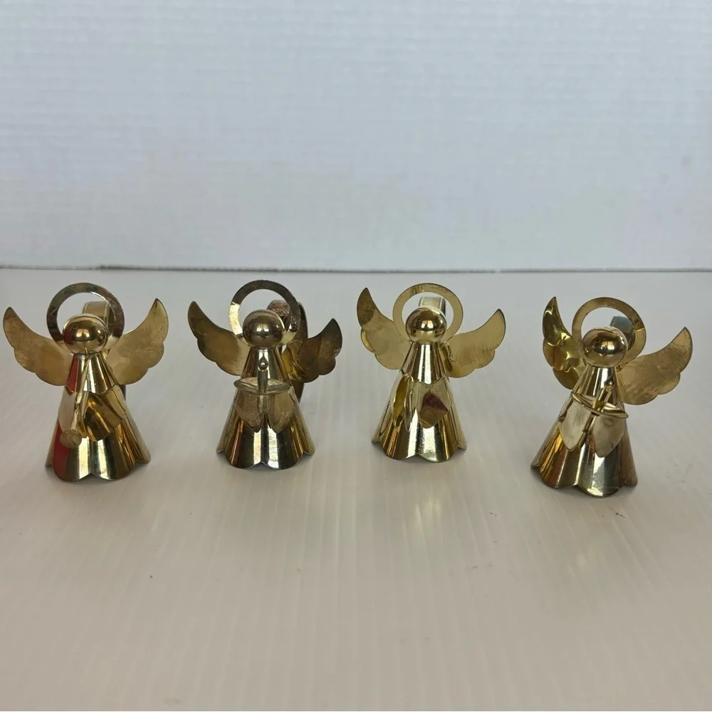 Vintage Christmas Gold Tone Angel Napkin Ring Holders  Lot of 8